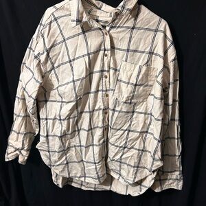 Universal Thread Cream and Blue Oversized Shirt